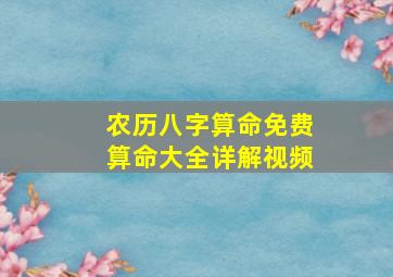 农历八字算命免费算命大全详解视频