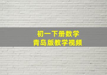 初一下册数学青岛版教学视频