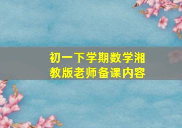 初一下学期数学湘教版老师备课内容