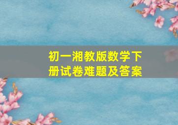 初一湘教版数学下册试卷难题及答案