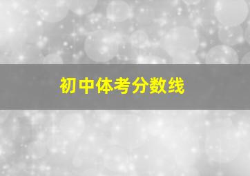 初中体考分数线