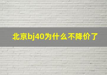 北京bj40为什么不降价了