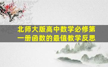 北师大版高中数学必修第一册函数的最值教学反思