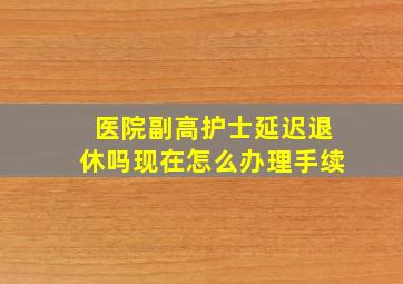 医院副高护士延迟退休吗现在怎么办理手续