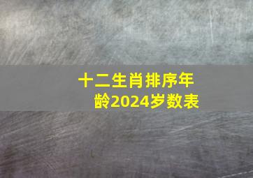 十二生肖排序年龄2024岁数表