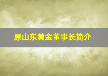 原山东黄金董事长简介