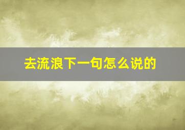 去流浪下一句怎么说的