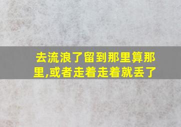 去流浪了留到那里算那里,或者走着走着就丢了