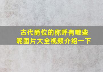 古代爵位的称呼有哪些呢图片大全视频介绍一下