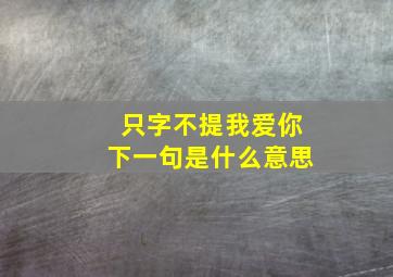 只字不提我爱你下一句是什么意思