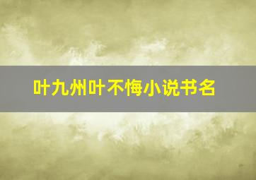 叶九州叶不悔小说书名