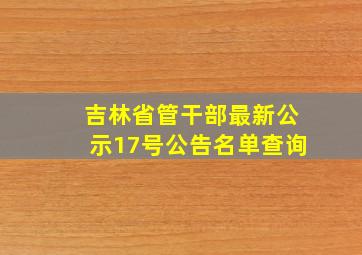 吉林省管干部最新公示17号公告名单查询