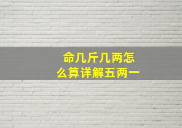 命几斤几两怎么算详解五两一