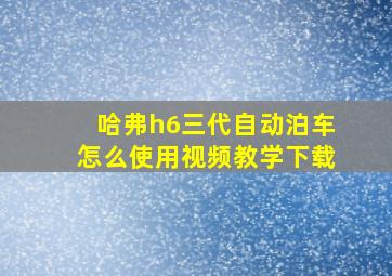 哈弗h6三代自动泊车怎么使用视频教学下载