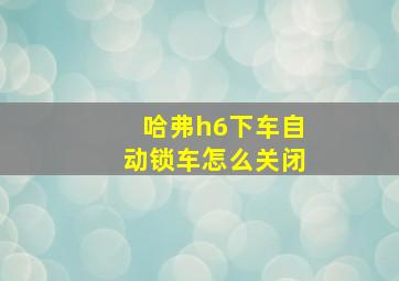 哈弗h6下车自动锁车怎么关闭