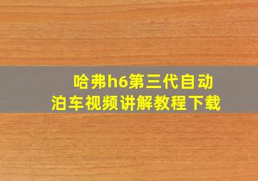 哈弗h6第三代自动泊车视频讲解教程下载