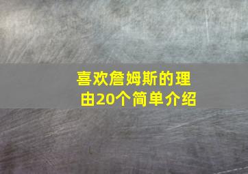 喜欢詹姆斯的理由20个简单介绍