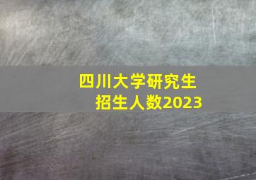 四川大学研究生招生人数2023