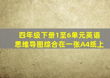 四年级下册1至6单元英语思维导图综合在一张A4纸上