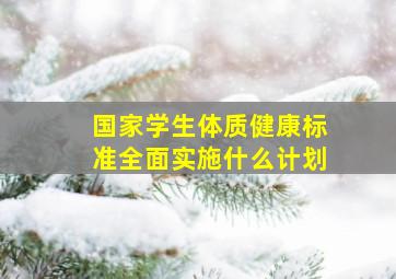 国家学生体质健康标准全面实施什么计划