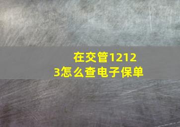 在交管12123怎么查电子保单