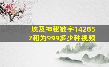 埃及神秘数字142857和为999多少种视频