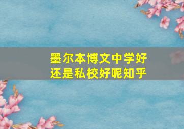 墨尔本博文中学好还是私校好呢知乎