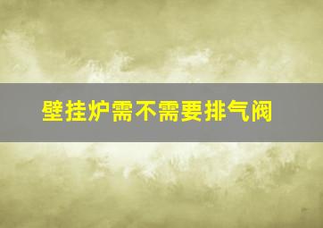 壁挂炉需不需要排气阀