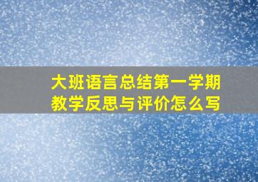 大班语言总结第一学期教学反思与评价怎么写