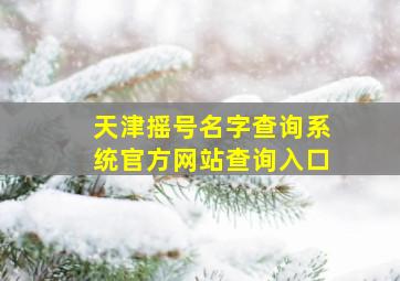 天津摇号名字查询系统官方网站查询入口