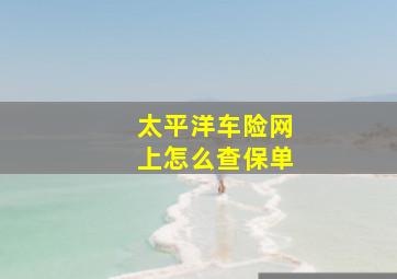 太平洋车险网上怎么查保单