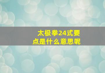 太极拳24式要点是什么意思呢