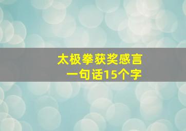 太极拳获奖感言一句话15个字