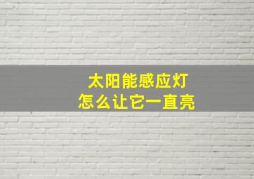 太阳能感应灯怎么让它一直亮