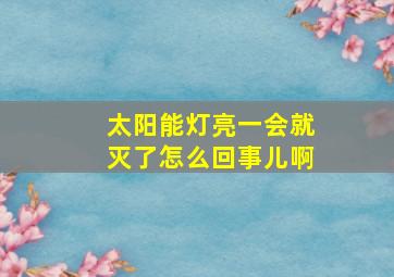 太阳能灯亮一会就灭了怎么回事儿啊