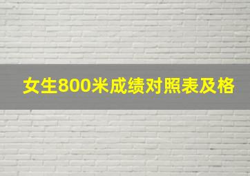 女生800米成绩对照表及格