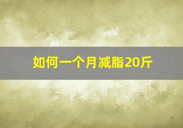 如何一个月减脂20斤