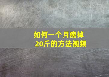 如何一个月瘦掉20斤的方法视频