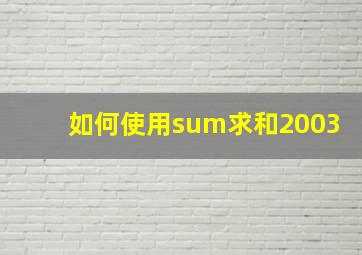 如何使用sum求和2003