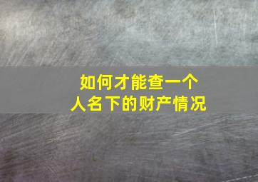 如何才能查一个人名下的财产情况