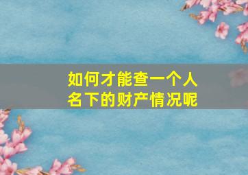 如何才能查一个人名下的财产情况呢