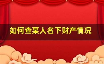 如何查某人名下财产情况