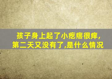 孩子身上起了小疙瘩很痒,第二天又没有了,是什么情况