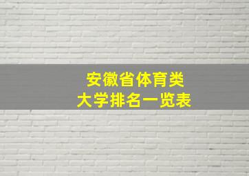 安徽省体育类大学排名一览表