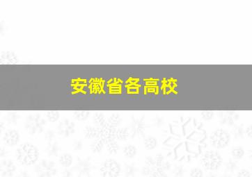 安徽省各高校