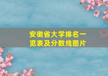 安徽省大学排名一览表及分数线图片