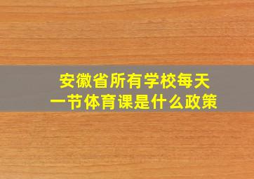 安徽省所有学校每天一节体育课是什么政策