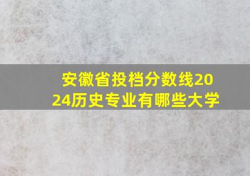 安徽省投档分数线2024历史专业有哪些大学