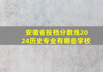 安徽省投档分数线2024历史专业有哪些学校