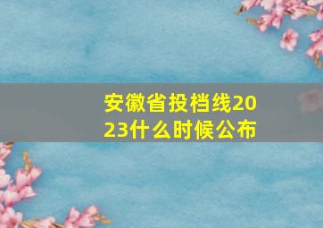 安徽省投档线2023什么时候公布